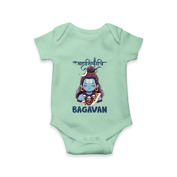 Little Mahadev Kids Romper – Personalized Shiva Theme - MINT GREEN - New Born (Chest 14")
