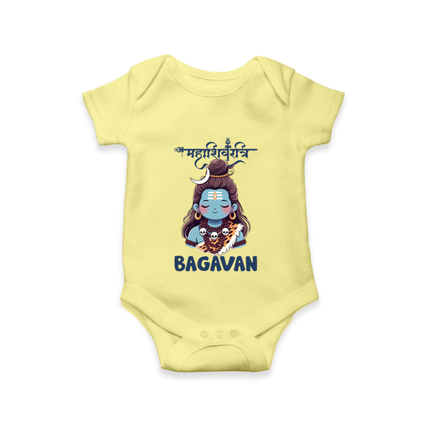 Little Mahadev Kids Romper – Personalized Shiva Theme - PASTEL YELLOW - New Born (Chest 14")