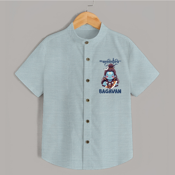 Little Mahadev Kids Shirt – Personalized Shiva Theme - ARCTIC BLUE - 0 - 6 Months Old (Chest 23")