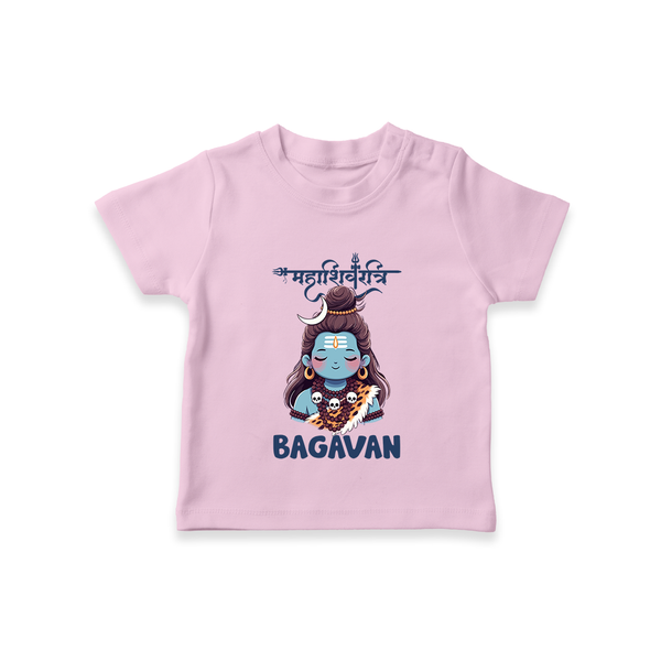 Little Mahadev Kids T-Shirt – Personalized Shiva Theme - BABY PINK - 0-5 Months Old (Chest 17")