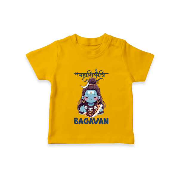 Little Mahadev Kids T-Shirt – Personalized Shiva Theme - CHROME YELLOW - 0-5 Months Old (Chest 17")
