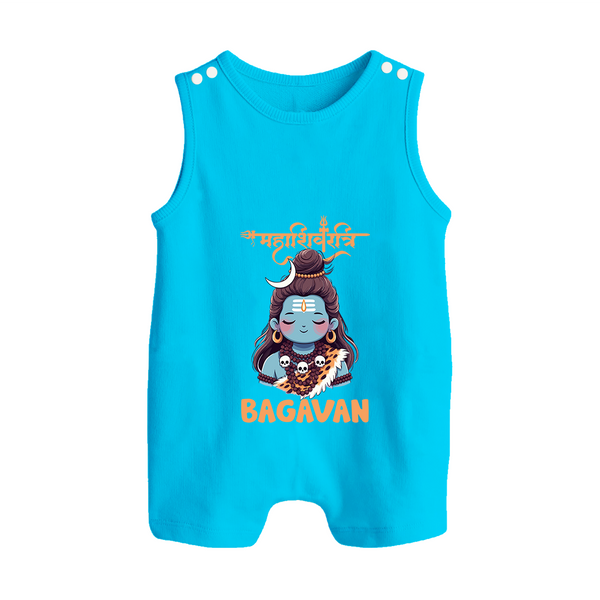 Little Mahadev Kids Romper Suit – Personalized Shiva Theme - SKY BLUE - 0 - 5 Months Old (Chest 18")