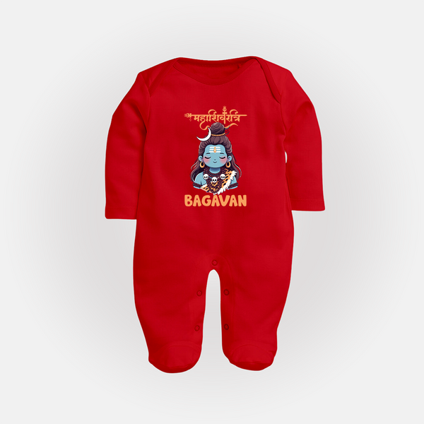 Little Mahadev Kids Fullbody Suit – Personalized Shiva Theme - RED - New Born (Chest 7.5")