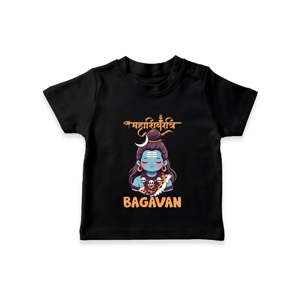 Little Mahadev Kids T-Shirt – Personalized Shiva Theme - BLACK - 0-5 Months Old (Chest 17")