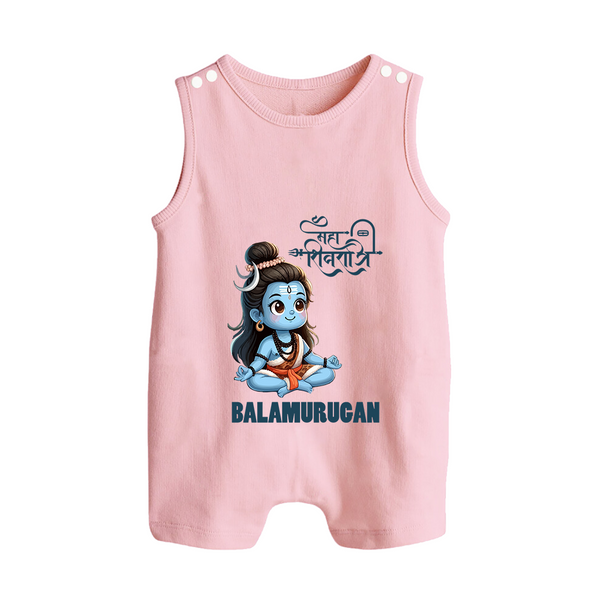 Little Shiva Kids Romper Suit – Name Customized Devotional Wear - BABY PINK - 0 - 5 Months Old (Chest 18")