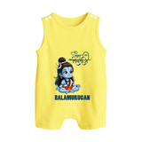 Little Shiva Kids Romper Suit – Name Customized Devotional Wear - PASTEL YELLOW - 0 - 5 Months Old (Chest 18")