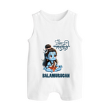 Little Shiva Kids Romper Suit – Name Customized Devotional Wear - WHITE - 0 - 5 Months Old (Chest 18")