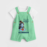 Little Shiva Kids Dungaree – Name Customized Devotional Wear - GREEN - 0 - 5 Months Old (Chest 18")