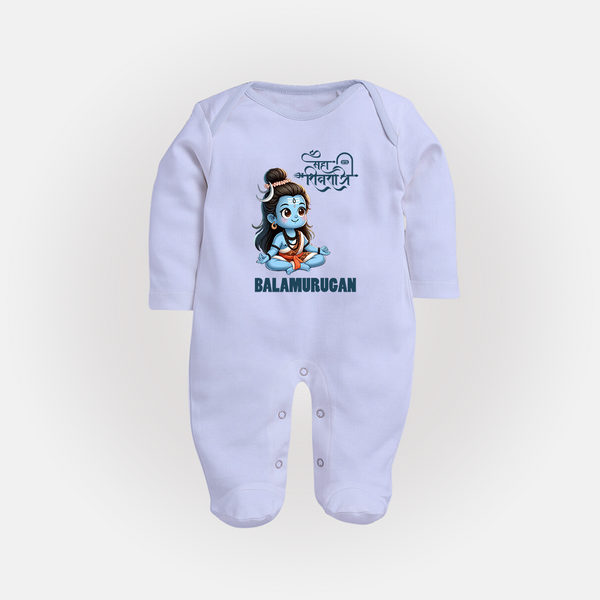 Little Shiva Kids Fullbody Suit – Name Customized Devotional Wear - BABY BLUE - New Born (Chest 7.5")