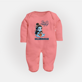 Little Shiva Kids Fullbody Suit – Name Customized Devotional Wear - PEACH - New Born (Chest 7.5")