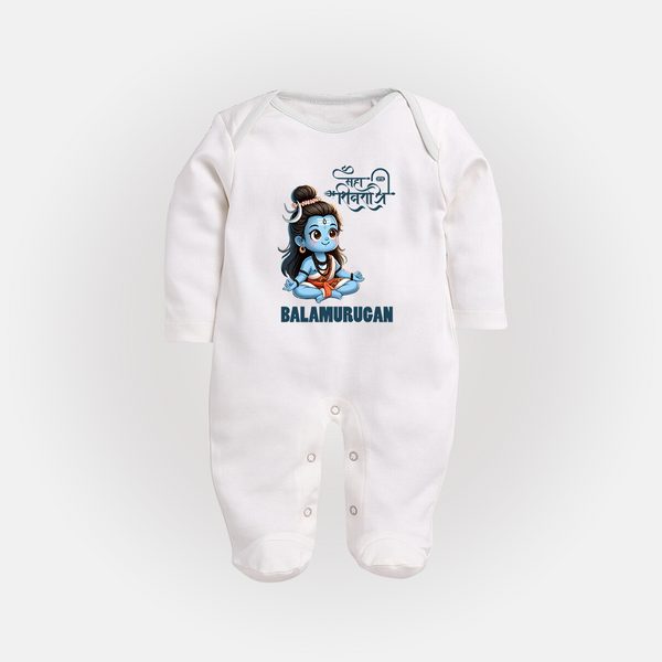 Little Shiva Kids Fullbody Suit – Name Customized Devotional Wear - WHITE - New Born (Chest 7.5")