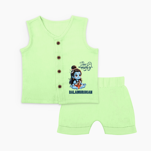 Little Shiva Kids Jabla Set – Name Customized Devotional Wear - PASTEL GREEN - 0 - 3 Months Old (Chest 9.8")