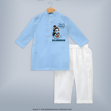 Little Shiva Kids Kurta – Name Customized Devotional Wear - BABY BLUE - 3 - 6 Months Old (Chest 24", Kurta Length 14'', Waist 19", Pant Length 14")