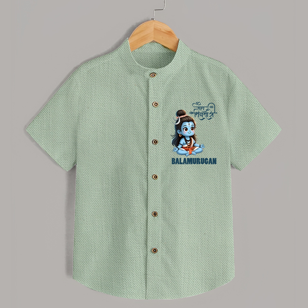 Little Shiva Kids Shirt – Name Customized Devotional Wear - MINT GREEN - 0 - 6 Months Old (Chest 23")