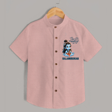 Little Shiva Kids Shirt – Name Customized Devotional Wear - PEACH - 0 - 6 Months Old (Chest 23")