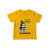 Little Shiva Kids T-Shirt – Name Customized Devotional Wear - CHROME YELLOW - 0-5 Months Old (Chest 17")