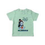 Little Shiva Kids T-Shirt – Name Customized Devotional Wear - MINT GREEN - 0-5 Months Old (Chest 17")