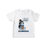 Little Shiva Kids T-Shirt – Name Customized Devotional Wear - WHITE - 0-5 Months Old (Chest 17")