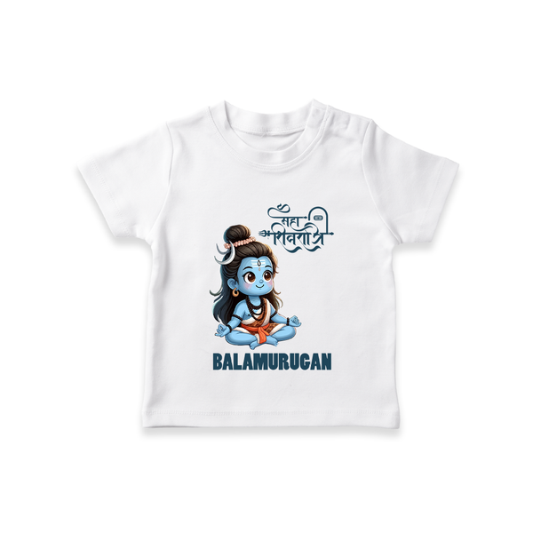 Little Shiva Kids T-Shirt – Name Customized Devotional Wear - WHITE - 0-5 Months Old (Chest 17")