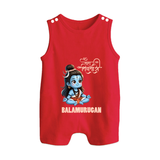 Little Shiva Kids Romper Suit – Name Customized Devotional Wear - RED - 0 - 5 Months Old (Chest 18")