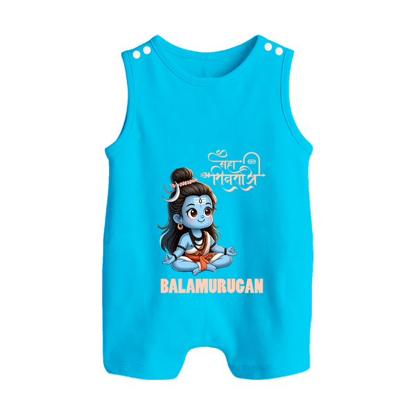Little Shiva Kids Romper Suit – Name Customized Devotional Wear - SKY BLUE - 0 - 5 Months Old (Chest 18")