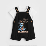 Little Shiva Kids Dungaree – Name Customized Devotional Wear - BLACK - 0 - 5 Months Old (Chest 18")
