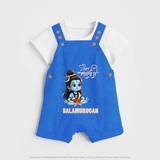 Little Shiva Kids Dungaree – Name Customized Devotional Wear - COBALT BLUE - 0 - 5 Months Old (Chest 18")