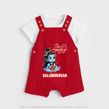 Little Shiva Kids Dungaree – Name Customized Devotional Wear - RED - 0 - 5 Months Old (Chest 18")