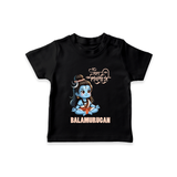 Little Shiva Kids T-Shirt – Name Customized Devotional Wear - BLACK - 0-5 Months Old (Chest 17")
