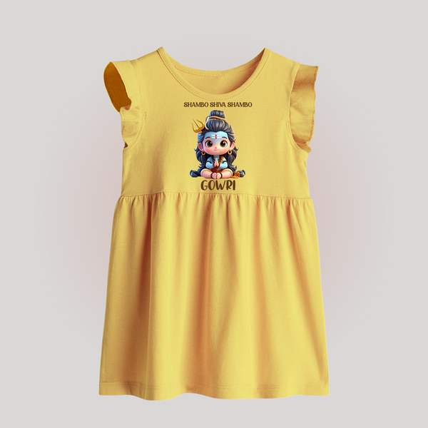 Shambo Shiva Shambo Kids Baby Frock – Devotional Cartoon Print - PASTEL YELLOW - 0 - 3 Months Old (Chest 17")