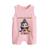Shambo Shiva Shambo Kids Romper Suit – Devotional Cartoon Print - BABY PINK - 0 - 5 Months Old (Chest 18")