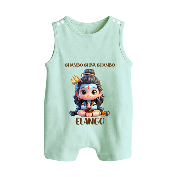 Shambo Shiva Shambo Kids Romper Suit – Devotional Cartoon Print - MINT GREEN - 0 - 5 Months Old (Chest 18")