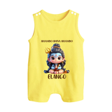 Shambo Shiva Shambo Kids Romper Suit – Devotional Cartoon Print - PASTEL YELLOW - 0 - 5 Months Old (Chest 18")