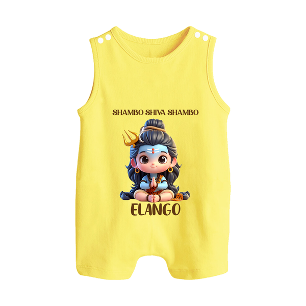 Shambo Shiva Shambo Kids Romper Suit – Devotional Cartoon Print - PASTEL YELLOW - 0 - 5 Months Old (Chest 18")