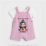 Shambo Shiva Shambo Kids Dungaree – Devotional Cartoon Print - BABY PINK - 0 - 5 Months Old (Chest 18")