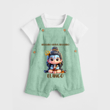 Shambo Shiva Shambo Kids Dungaree – Devotional Cartoon Print - MINT GREEN - 0 - 5 Months Old (Chest 18")