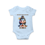 Shambo Shiva Shambo Kids Romper – Devotional Cartoon Print - BABY BLUE - New Born (Chest 14")