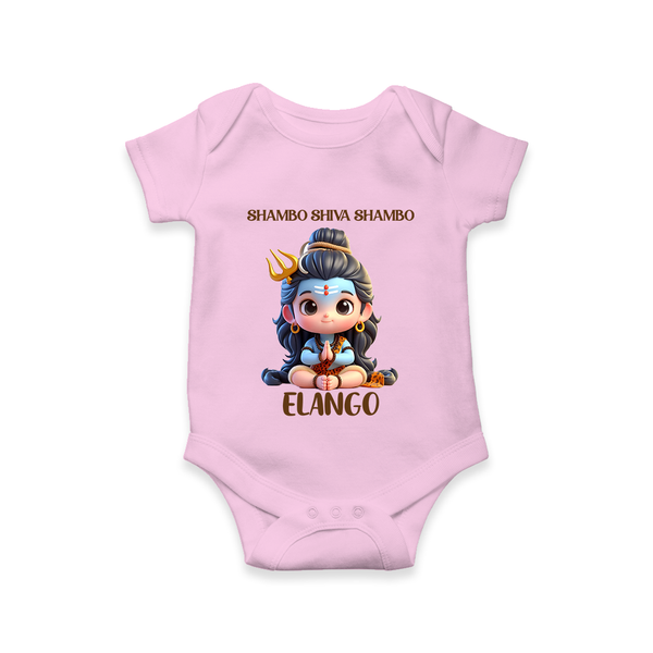 Shambo Shiva Shambo Kids Romper – Devotional Cartoon Print - BABY PINK - New Born (Chest 14")