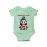 Shambo Shiva Shambo Kids Romper – Devotional Cartoon Print - MINT GREEN - New Born (Chest 14")