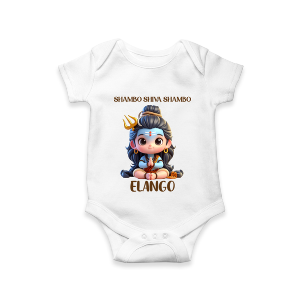 Shambo Shiva Shambo Kids Romper – Devotional Cartoon Print - WHITE - New Born (Chest 14")