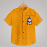 Shambo Shiva Shambo Kids Shirt – Devotional Cartoon Print - CHROME YELLOW - 0 - 6 Months Old (Chest 23")