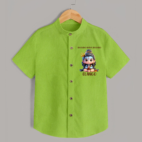 Shambo Shiva Shambo Kids Shirt – Devotional Cartoon Print - LIME GREEN - 0 - 6 Months Old (Chest 23")