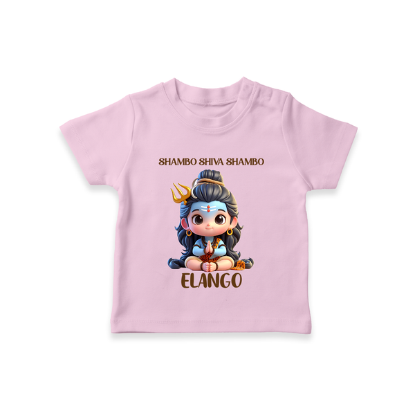 Shambo Shiva Shambo Kids T-Shirt – Devotional Cartoon Print - BABY PINK - 0-5 Months Old (Chest 17")