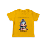 Shambo Shiva Shambo Kids T-Shirt – Devotional Cartoon Print - CHROME YELLOW - 0-5 Months Old (Chest 17")