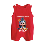 Shambo Shiva Shambo Kids Romper Suit – Devotional Cartoon Print - RED - 0 - 5 Months Old (Chest 18")