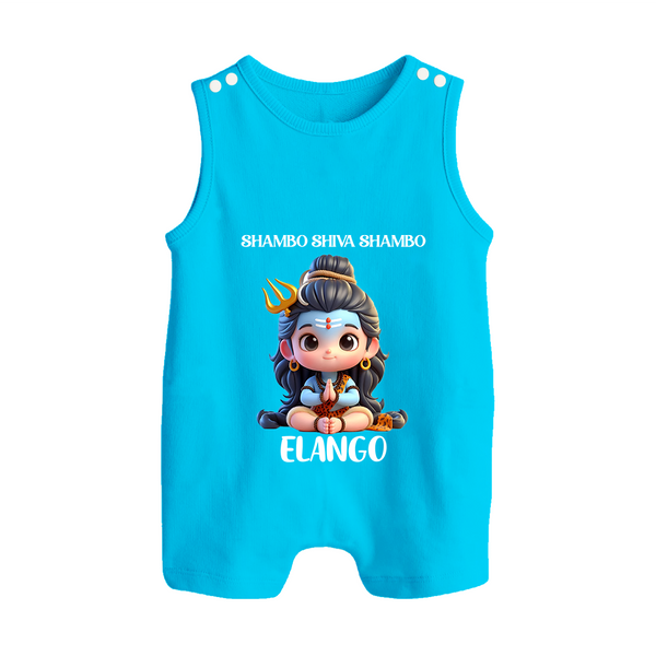 Shambo Shiva Shambo Kids Romper Suit – Devotional Cartoon Print - SKY BLUE - 0 - 5 Months Old (Chest 18")