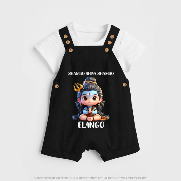 Shambo Shiva Shambo Kids Dungaree – Devotional Cartoon Print - BLACK - 0 - 5 Months Old (Chest 18")