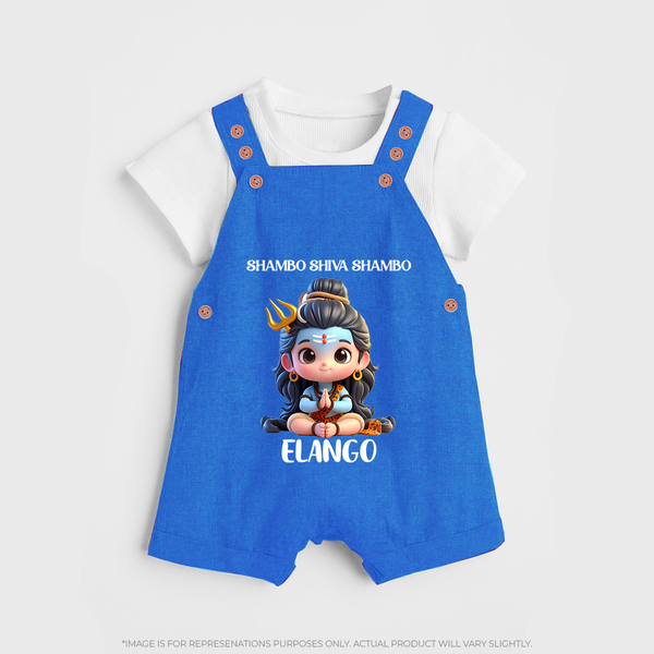 Shambo Shiva Shambo Kids Dungaree – Devotional Cartoon Print - COBALT BLUE - 0 - 5 Months Old (Chest 18")