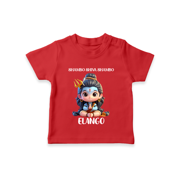 Shambo Shiva Shambo Kids T-Shirt – Devotional Cartoon Print - RED - 0-5 Months Old (Chest 17")