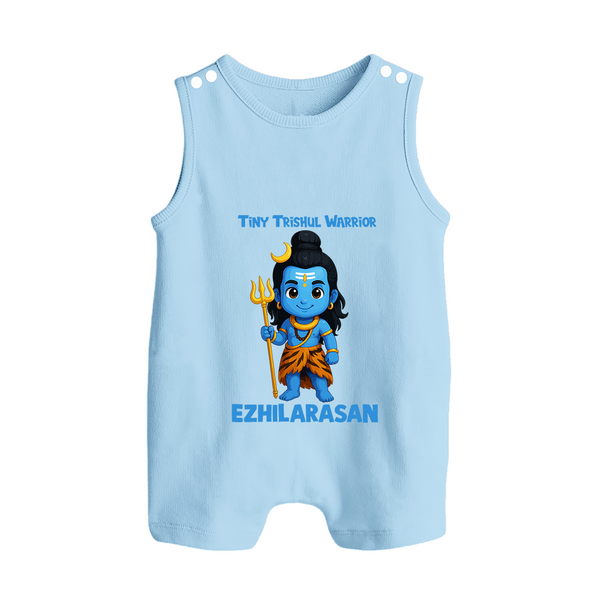 Tiny Trishul Warrior Kids Romper Suit – Shiva Theme Wear - BABY BLUE - 0 - 5 Months Old (Chest 18")